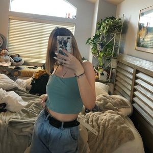 teal tank top